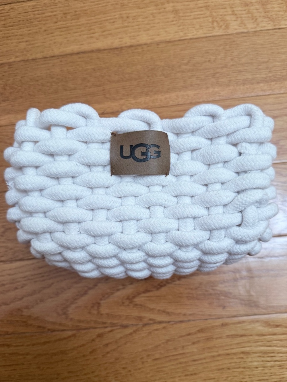 UGG Rope Vanity Storage Basket Container with Leather Label Logo